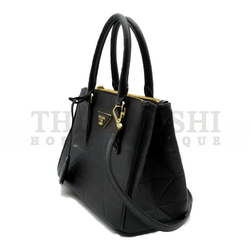 Pra*a 2-WAY LEATHER SHOULDER BAG BLACK 4683561 (24*17*11.5cm) Master Quality